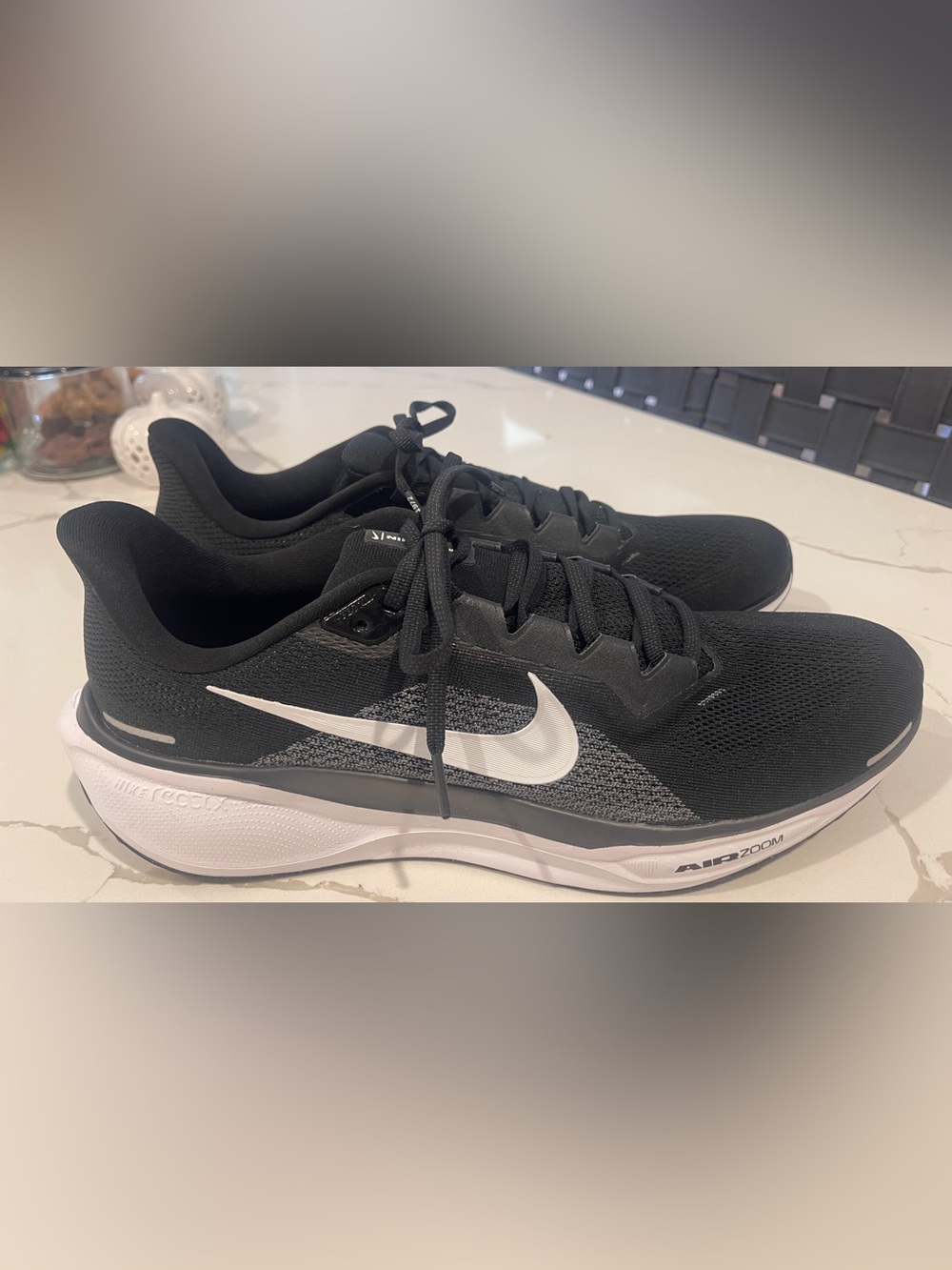 Nike Black and White Men's Running Sneakers with Swoosh